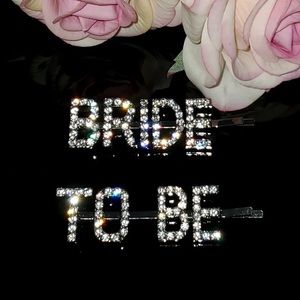 Rhinestone “Bride To Be” Hair Clips - Bridal Shower, Bridal Accessories - New